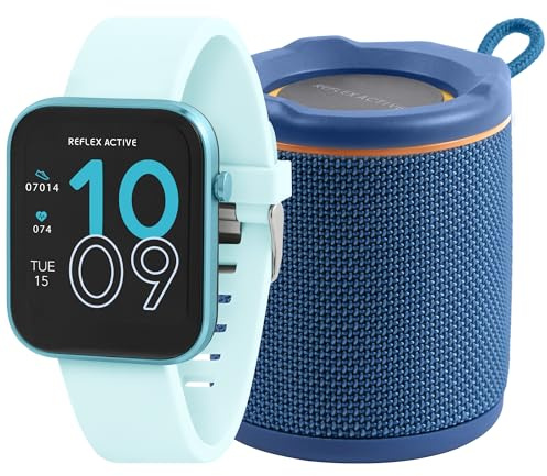 Reflex Active Series 12 Bright Blue Strap Smart Watch Chill Bluetooth Speaker Bundle Gift Set