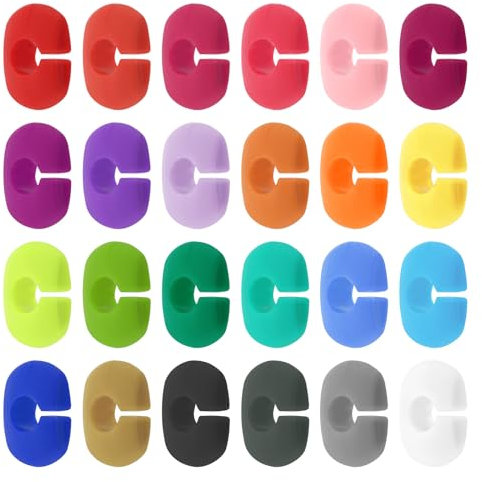PATIKIL Wine Glass Charm, 24 Pack Silicone Drink Markers Reusable Glass Identifiers for Cups Champagne Flutes Cocktails, Assorted Colors