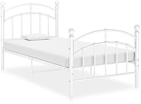 ARKEM Bettgestell Bett Bed Frame Betten Bettrahmen Tagesbett Weiß Metall 100x200 cm