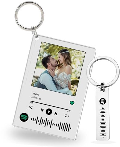 Bintion Spotify - Llavero personalizado con código de Spotify, llaveros para parejas, llavero con placa de Spotify, llavero musical para hombres y mujeres, Llavero para pareja, Talla única