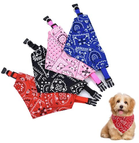 BKEPDY Hundehalstuch 4 Stück Hundehalsband Dreieckstuch Halsdreiecke Hundehalstücher Einstellbare Hund Halstuch für Kleine Mittel Hunde und Katzen