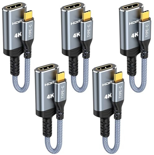 Highwings USB C HDMI Adapter 4K@60Hz 5PACK, Type C auf HDMI Adapter Thunderbolt 3/4 Kompatibel für iPhone 17/16/15 Pro/Plus/Max, für MacBook Pro/Air, für iPad Pro/Air, für Dell XPS, für Galaxy S10/S9