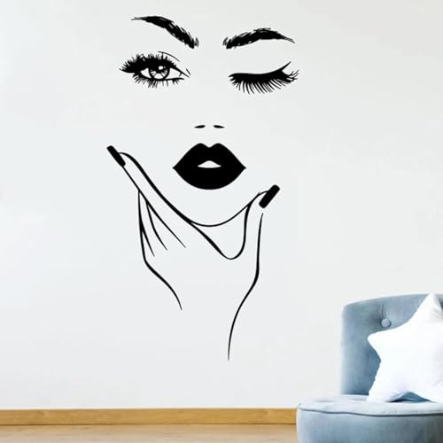 YLLMNOBN Frau Haare Spa Nägel Wimpern Salon Wandaufkleber Kunst Dekoration Mädchenzimmer Schöner Nagelsalon Wandaufkleber