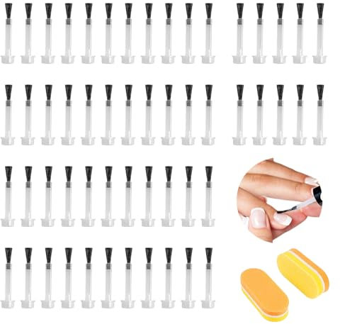 ExcellaElite Nail Art Brush 50 PCS Nail Varnish Brush Nail Polish Brushes Comes with 2 Nail Polish Strips Suitable for Manicure Gel Nails Home Salon Dip Nail Polish Powder Base Coat Top Coat