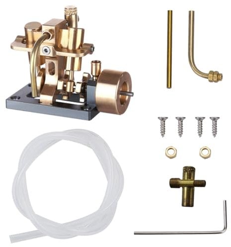 Kisss Dampfmaschine Bausatz, Inline-Doppelzylinder-Schaukel-Motor-Modell, DIY Retro-Miniatur-Dampfmaschine, Educational Innerhalb 40cm Retro-Boot-Modelle Für Erwachsene