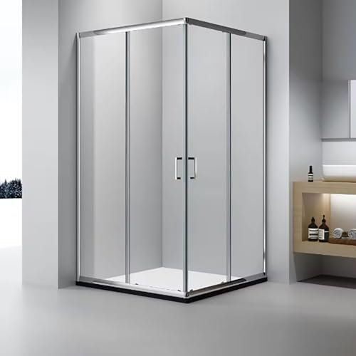 LEMMO Duschkabine Eckeinstieg Schiebetür Duschabtrennung Duschwand 70, 75, 80, 90, 100, 120 cm, Links und Rechts Anschlagbar (120x75cm)