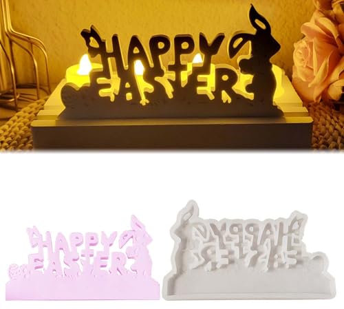 SVOCK Silikonformen Gießformen Ostern, Silikonform Hase Silikonformen Ostern, Silikonform Osterhase Gipsformen zum Gießen Ostern, Silikonform Hase 3d, Gießformen Silikon Ostern Happy Easter