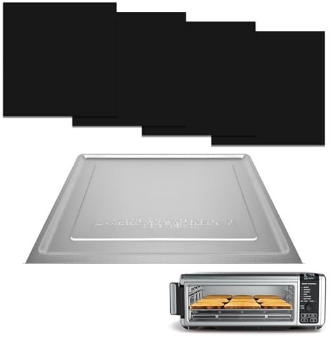 Air Fryer Accessories for Ninja Foodi SP101 Air Fryer Oven, 4pcs Black Liners and 1pack Replacement Crumb tray Pan for Ninja Digital Air Fry Countertop Oven