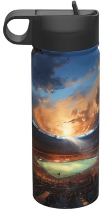 Wonderful Soccer Game - Botella de agua aislada de viaje (18 onzas) para camping, fitness, senderismo, botella de acero inoxidable con pajilla casual