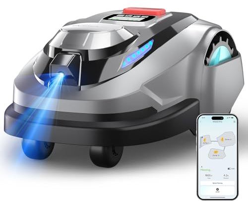 YARDCARE N1600PRO Mähroboter ohne Begrenzungskabel,RTK+KI Vision Rasenmäher Roboter,Max.1600 m²,U-förmiges Mähmuster,Multizonen-Management,Smarte Hindernisvermeidung Rasenroboter,App Steuerung