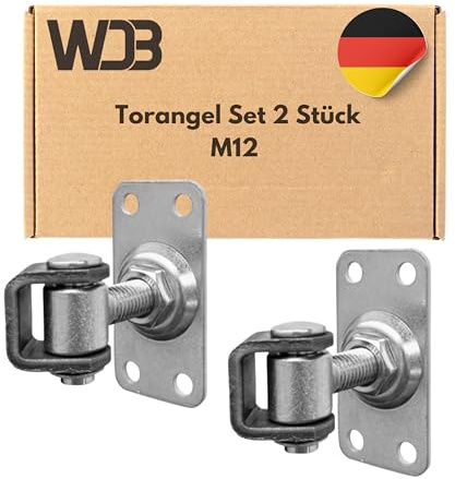 WDB - Scharniere Schwerlast - Torangel Einstellbar M12 - Verstellbares Torband M12 mit rechteckiger Grundplatte - - Verzinkter Stahl - Set 2 Stück