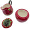 Set de Azucarero y Lechera Vintage en Forma de Fresa – Juego de Azucarero Cerámica con Tapa – Azucarero Rojo Cocina Gres 11x20 cm