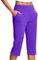 RLEHJN Pantalon 3/4 Femme Taille Élastique Pantacourt Sport Femme Pantacourt Droit Taille Haute Corsaire Sport De Couleur Unie Pants Stretch Confort Avec Poche Grandes Tailles Offres Bon Offres Éclair