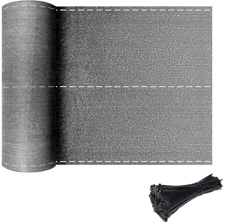 Froadp Brise-vue - En polyéthylène haute densité - 1,2 x 10 m - Avec serre-câbles - Protection solaire - Protection contre le vent - 150 g/m² - Filet d'ombrage pour clôture, balcon, terrasse - Gris