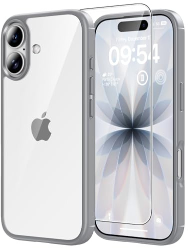 TAURI für iPhone 17 Hülle 6,3 mit Panzer Schutz Glas Folie, Schutz nach Militärstandard, [Anti-Vergilbung] Stoßfest Militärstandard Transparent Handyhülle - Titan Natur