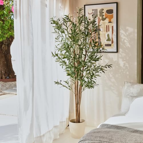 Bonerva | Olivo Nature 180 cm Altura | Planta Artificial con Tronco Natural | Ideal para Decorar Interiores: hogares, Negocios y hoteles