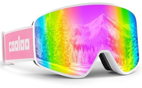 COOLOO Skibrille Kinder, Ski Brille für Brillenträger für Kinder 3-14 Jahre