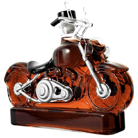 Whisky Gift for Men, 300ml Motorcycle Glass Whiskey Decanter Bottle for Storing Spirits, 3D Funny Motorbike Whisky Decanter fit Men Dad Grandad Motorcycle Lovers