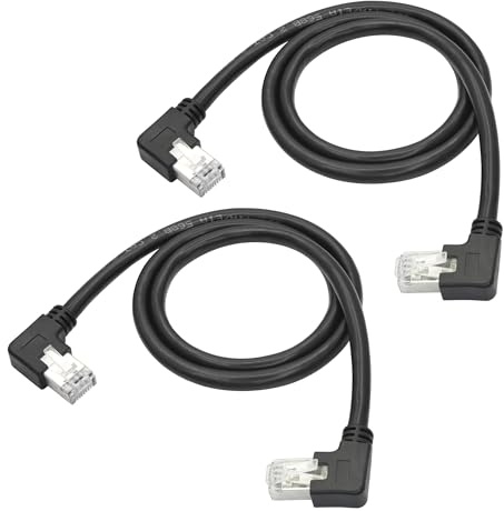 Aurorapath 2-Pack 90° Cat6 RJ45 Left Angle to Right Angle Ethernet cord 2FT | Compatible with Cat5e/5 for PC, Laptop, Router, Smart TV，etc