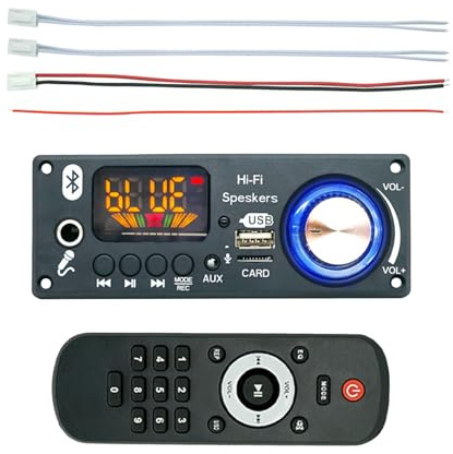 MP3-Verstärkerplatine – 2 x 80 W Auto-Audio-Modul-Ausgangsleistung | Kabellose Stereo-Receiver-Platine, DIY-Soundsystem-Upgrade, Kfz-Lautsprecher, Subwoofer, Steuerschnittstellen-Kit XL