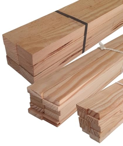 MadeInNature - Juego de tiras de madera de pino de las landes pequeños nudos, listones para trabajos, borlas, 2 metros, modelo y tamaño a elegir (ref. 6438 – 6 listones de 27 x 40 mm, 1 lote)