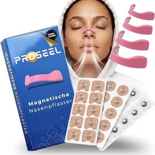 Proseel® Magnetische Nasenpflaster - Nasenspreizer gegen Schnarchen - Starke Magnete - maximaler Halt - Anti Schnarch Nasenstrips - 15 Tage Pack - 3 Varianten Patches - Für Sport & Schlaf (Rosa)