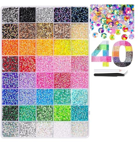 32000 Stück Bedazzler Kit With Glue, 40 Farben DIY Glitzersteine Set, 3mm Strasssteine zum Kleben, Bedazzling Kit für Kleidung, Schuhe, Nägel, Bücher, Diamantmalerei.