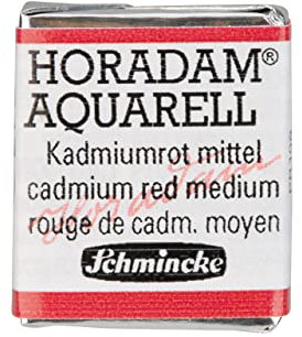 Schmincke – HORADAM® AQUARELL - feinste Künstler-Aquarellfarben, 347 Kadmiumrot mittel, 14 347 044, 1/2 Näpfchen