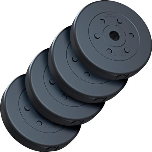 ScSPORTS® Dischi Pesi - Set da 10/15/20/30/40 kg, Cemento Plastica, Ø 30/31mm - Weight Plates, Piastre Pesi, Bilanciere, Manubri, Palestra da Casa, Fitness, Allenamento, Bodybuilding (20 KG (4x 5))
