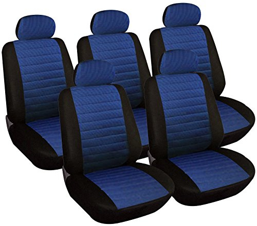 WOLTU 5er Autositzbezüge Einzelsitzbezug Universal Schonbezüge blau | Sitzbezug Auto, Sitzbezüge Vordersitze, Schonbezüge für Autositze, für PKW, Van, Kleinbus, Komplettset