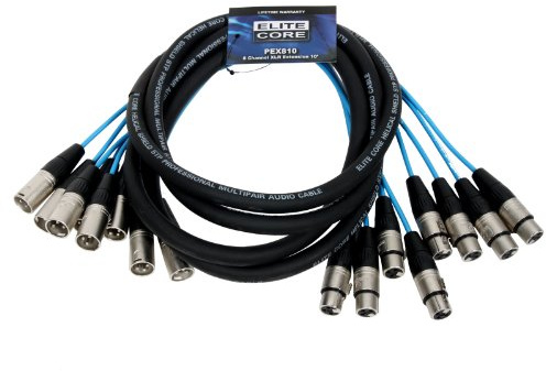 Elite Core PEX810 | 8 Channel Fan to Fan XLR Extension Snake | 10' ft