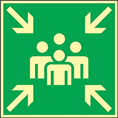 Schild Sammelstelle 148x148mm Kunststoff gruen / weiss nachleuchtend