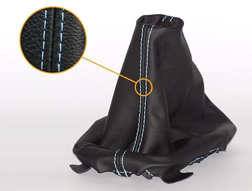 myshopx Schaltmanschette Echtleder in schwarz Naht blau