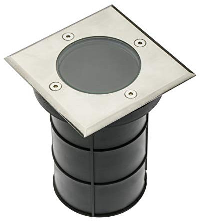 GTV lighting Garten-Bodenleuchte ALFA, max.50 W, GU10, IP67, AC220-240V, 50/60Hz, Edelstahloptik, grau, ON-ALFAKGU10-06