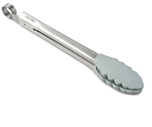 Zeal J140B Silicone Non-Stick Kitchen Tongs with Stainless Steel Handle -Duck Egg Blue, 26 cm