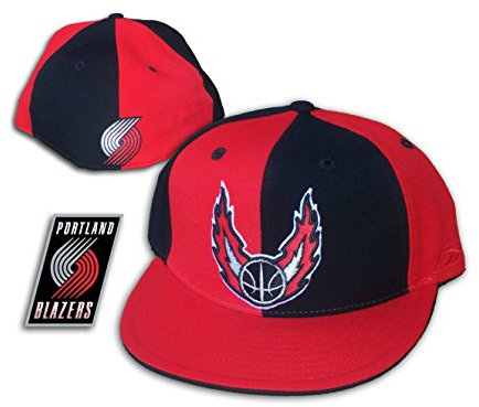 Portland Trailblazers Fitted Size 7 1/4 Alternate Logo Hat Cap - Red & Black