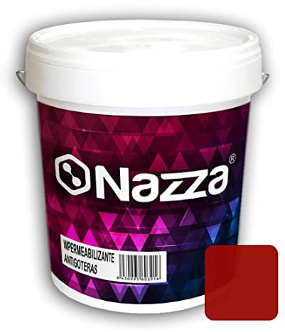 Nazza Pintura de Caucho Rojo Impermeabilizante - Pintura Antigoteras y Antihumedad para Terrazas y Azoteas Transitables - Color Rojo Ladrillo - 15 Litros