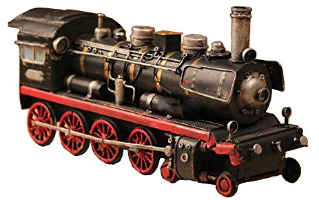 nice--buy Vintage Retro 30,5 cm handgefertigtes Blechmodell Dampflokomotive Silber Dekoration Eisen Fahrzeug Modell