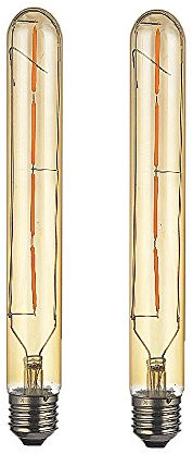 Ougeer Lot de 2 ampoules tubes longues T30 LED 4 W Style Edison à filament Verre fumé doré T30 E27 40 W Culot à vis, 400 lm Blanc chaud 2300 K Non compatible avec variateur d'intensité