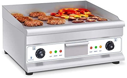 Royal Catering Fry Top Elettrico Griglia Elettrica Piastra Elettrica RCG 60H2 (Lunghezza: 60 cm, 2 x 3.200 W, Superficie di cottura: liscia, 2 zone riscaldate)