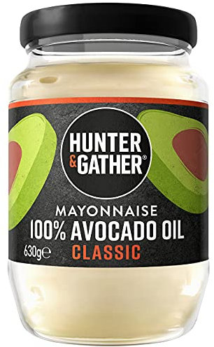 Hunter & Gather Mayonesa de Aceite de Aguacate | Hecha con Aceite de Aguacate Puro y Yema de Huevo de Granja Británica | Paleo, Keto, Sin Azúcar y Sin Gluten | Sin Aromas 630 g (Paquete de 1)