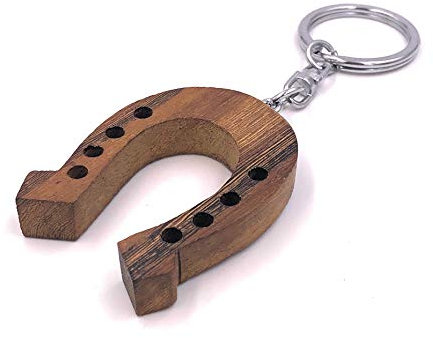H-Customs Hufeisen Reiten Pferd Echt Holz Edel Handmade Schlüsselanhänger Anhänger