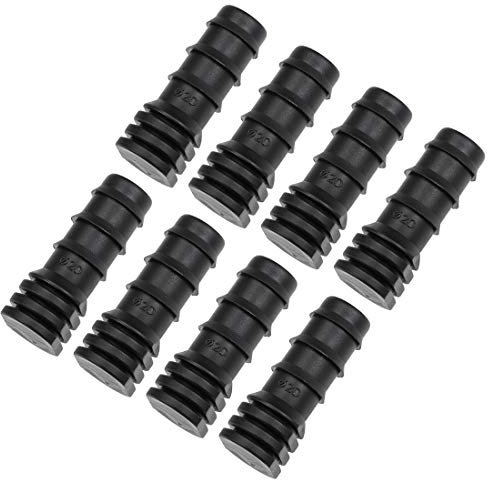 sourcing map Barb Drip Pipe End Closure Cap 20PE Hose Plug Connector for Garden Agricultural Irrigation System, Plastic 10pcs
