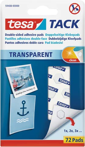 tesa TACK Adhesive Pads Transparent Adhesive on Both Sides Pack of 72