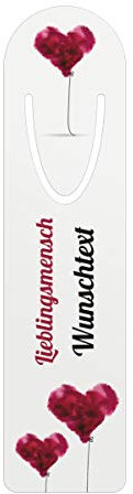 printplanet® - Metall-Lesezeichen mit Namen oder Text bedrucken - Buchzeichen mit eigenem Text selbst gestalten -Maße: 3,2 cm x 12,7 cm - Motiv: Lieblingsmensch