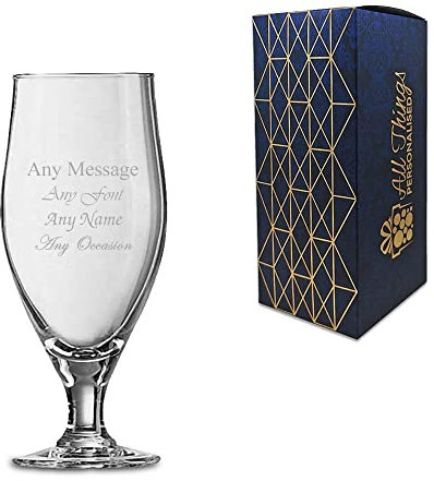 Personalised Engraved 11oz Cervoise Stemmed Beer Glass, Gift Boxed, Perfect for Beer Lovers and Any Occasion