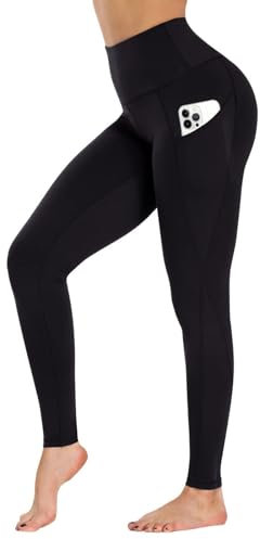 CAMPSNAIL Sport Leggings Damen mit Tasche High Waist Sporthose Blickdicht Yogahose Push Up Slim Fit Fitnesshose Laufhose für Gym Sport Yoga(Schwarz, L)