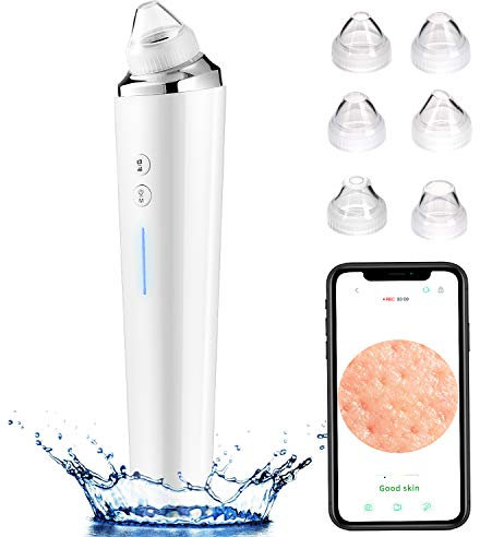 Blackhead Pore Cleaner, 20X Microscope with Camera WiFi 5MP Visual Pore Extraction Cleaning Tool, USB Rechargeable with 3 Adjustable Suction and 6 Replaceable Probes for Facial Cleaning
