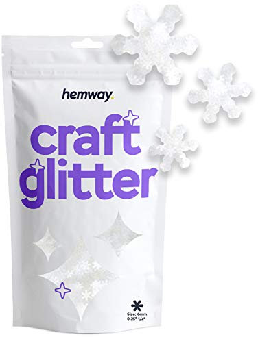 Hemway Craft Glitter - Snowflake Shaped 50g White Iridescent | Metallic Sequin for Resin & Epoxy Crafts | Supplies for Tumblers, Cards, Jewellery, Candle, Hair, Face, Body & Nail Art