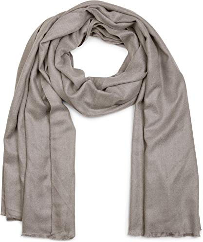 styleBREAKER weicher Stola Schal in Unifarben mit Fransen, Tuch, Unisex 01017070, Farbe:Grau